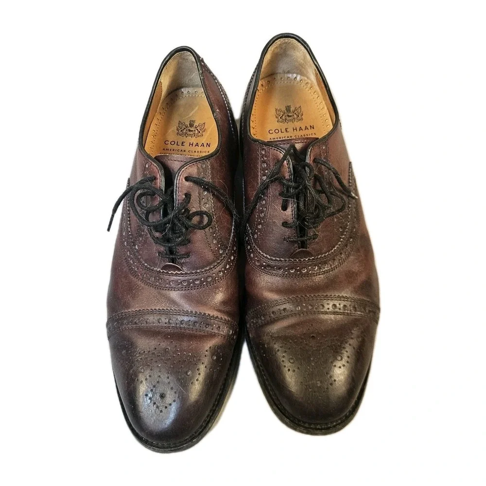Cole Haan‎ American Classics Brown Leather Cap Toe Oxford Shoes Mens 9.5 E Wide